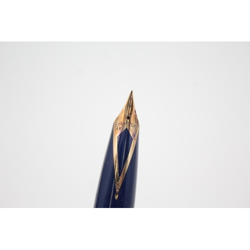 394 - Vintage Sheaffer PFM Pen For Men Navy Fountain Pen w/ 14ct Gold Nib WRITING