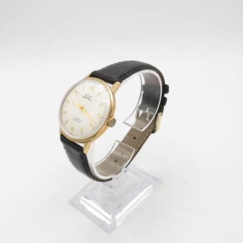 366 - Astral 17 Jewel Incabloc Manual Wind Wristwatch.  Watch Runs.  9ct Gold Case.  Inscription to back f... 