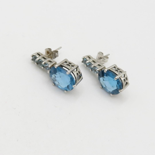 101 - 9ct white gold topaz drop earrings (3.8g)