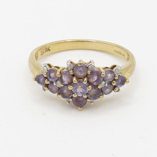 115 - 9ct gold tanzanite & diamond dress ring (2.4g) Size  P