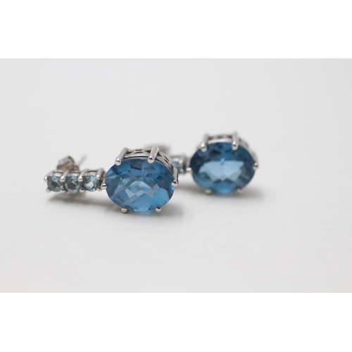 101 - 9ct white gold topaz drop earrings (3.8g)