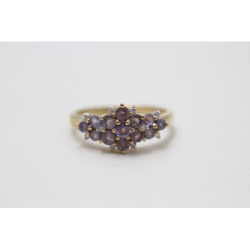 115 - 9ct gold tanzanite & diamond dress ring (2.4g) Size  P