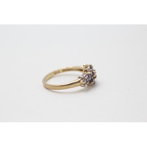 115 - 9ct gold tanzanite & diamond dress ring (2.4g) Size  P