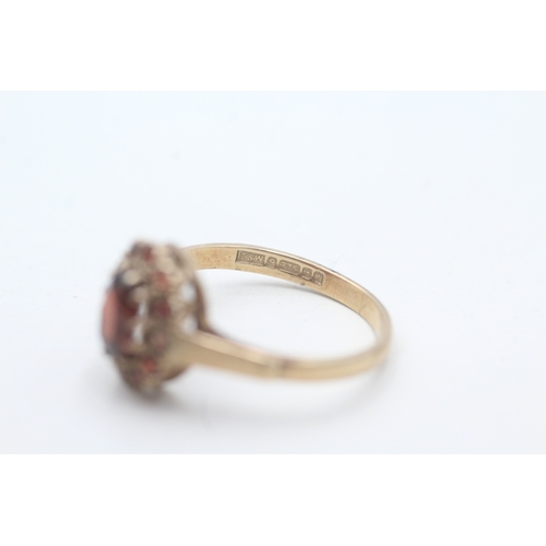 22 - 9ct gold vintage garnet dress ring (2.4g) Size  O