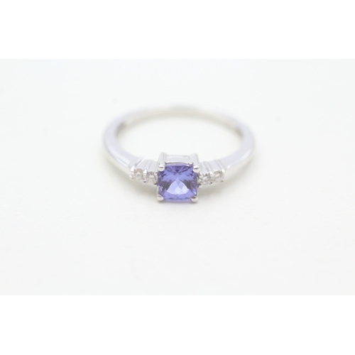 23 - 9ct gold tanzanite & diamond dress ring (1.9g) Size  N