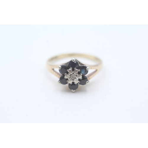 24 - 9ct gold sapphire & diamond dress ring (2.5g) Size  L