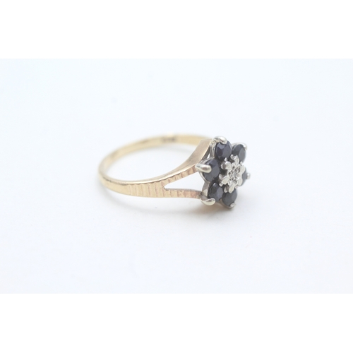 24 - 9ct gold sapphire & diamond dress ring (2.5g) Size  L