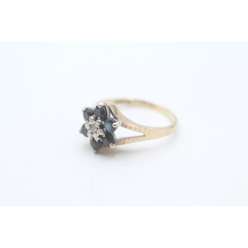 24 - 9ct gold sapphire & diamond dress ring (2.5g) Size  L