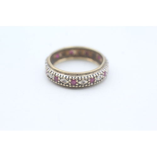 4 - 9ct gold ruby & diamond full eternity ring (2.5g) Size  M