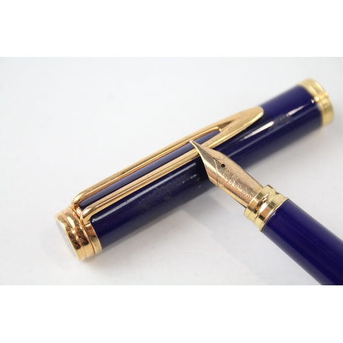 485 - Vintage Waterman Ideal Navy Lacquer Fountain Pen w/ 18ct Gold Nib WRITING