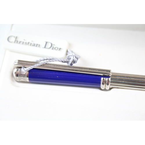 486 - Christian Dior Silver Tone & Blue Lacquer Ballpoint Pen / Biro WRITING Boxed