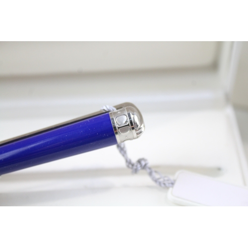 486 - Christian Dior Silver Tone & Blue Lacquer Ballpoint Pen / Biro WRITING Boxed