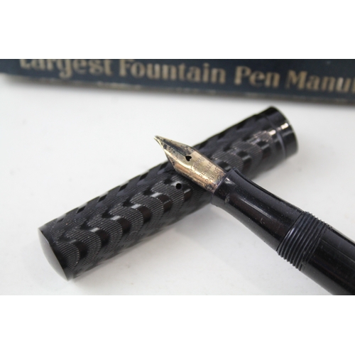 489 - Vintage Waterman Ideal Brown Fountain Pen w/ 14ct Nib, 9ct Banding, Original Box