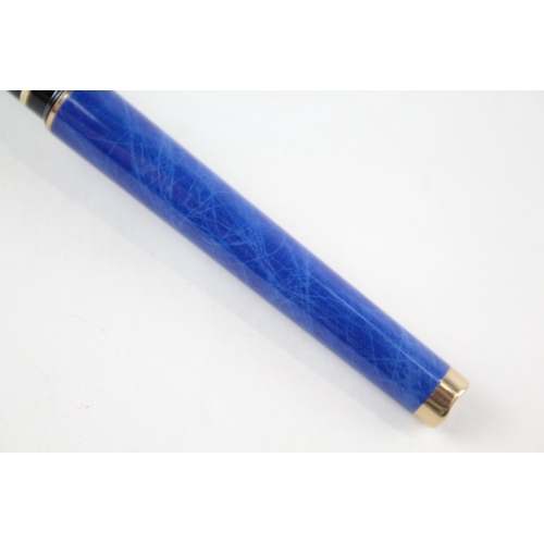 492 - Vintage Sheaffer Targa Blue Lacquer Cased Fountain Pen w/ 14ct Gold Nib WRITING