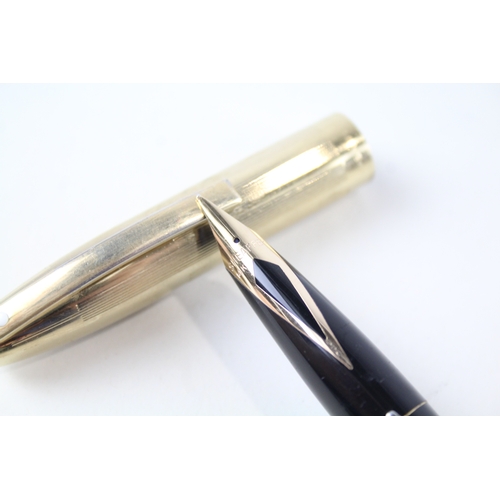 499 - Vintage Sheaffer Imperial Black Fountain Pen w/ 14ct Gold Nib, Rolled Gold Cap