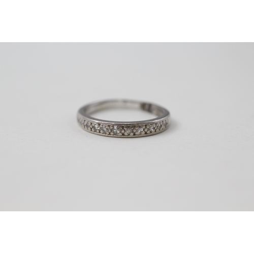 58 - .950 platinum diamond set half hoop eternity ring (1.9g) AS SEEN - MISSHAPEN Size  K