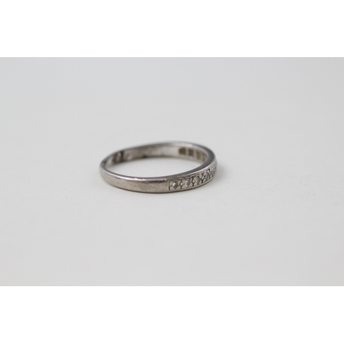 58 - .950 platinum diamond set half hoop eternity ring (1.9g) AS SEEN - MISSHAPEN Size  K