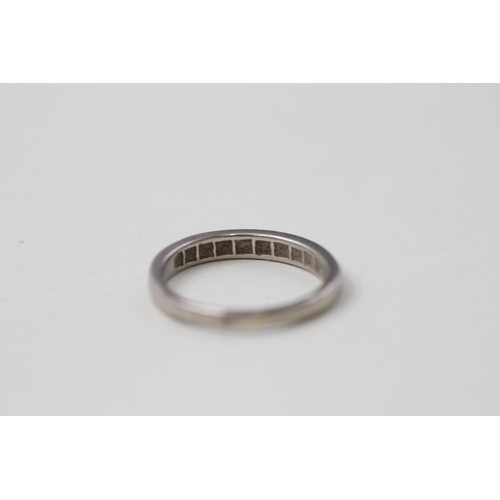 58 - .950 platinum diamond set half hoop eternity ring (1.9g) AS SEEN - MISSHAPEN Size  K