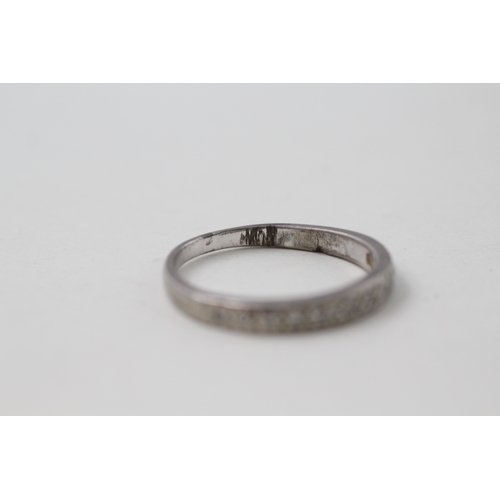 58 - .950 platinum diamond set half hoop eternity ring (1.9g) AS SEEN - MISSHAPEN Size  K