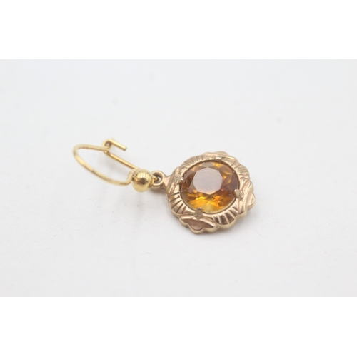 59 - 9ct gold vintage Citrine drop earrings (2.9g)