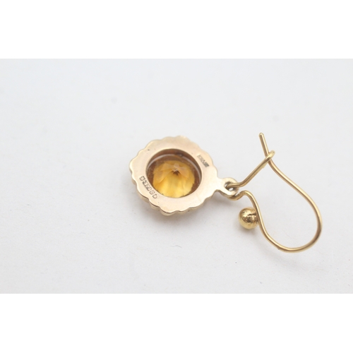 59 - 9ct gold vintage Citrine drop earrings (2.9g)