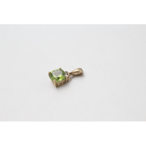 79 - 9ct gold diamond and peridot drop pendant (0.8g)