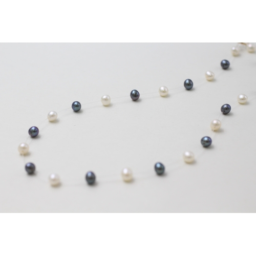 86 - 14ct gold clasp cultured pearl necklace (5.7g)