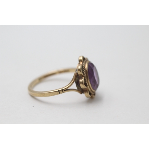 89 - 9ct gold amethyst single stone ring (2.6g) Size  O