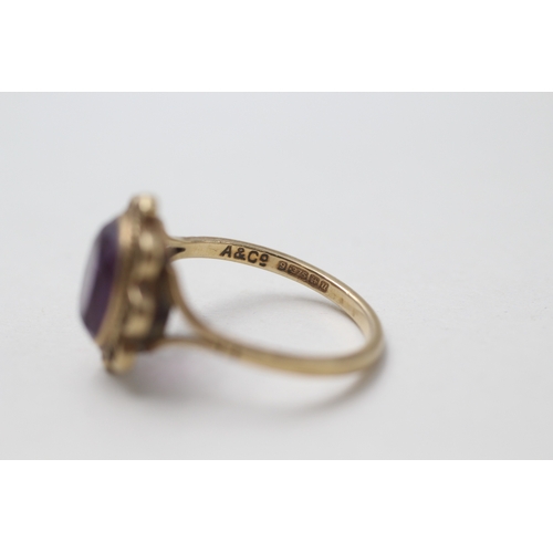 89 - 9ct gold amethyst single stone ring (2.6g) Size  O