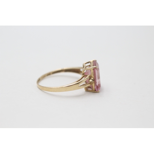 92 - 14ct gold enhanced pink topaz and diamond ring (1.9g) Size  P