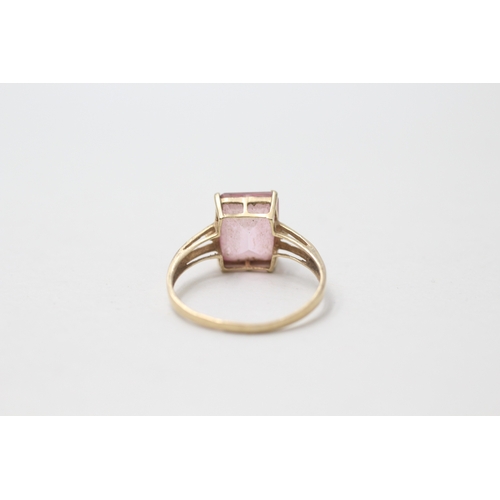 92 - 14ct gold enhanced pink topaz and diamond ring (1.9g) Size  P