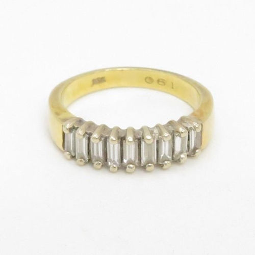 48 - 18ct gold baguette cut diamond half eternity ring (5g) Size N