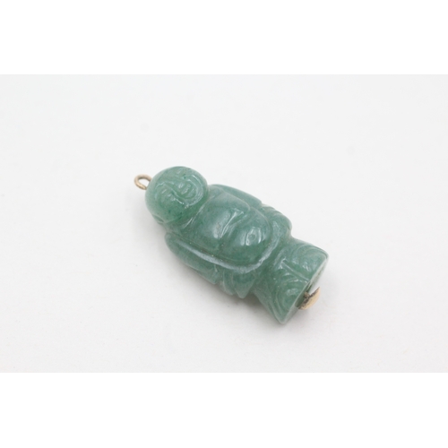 106 - 18ct gold aventurine quartz carved buddha charm (5.9g)