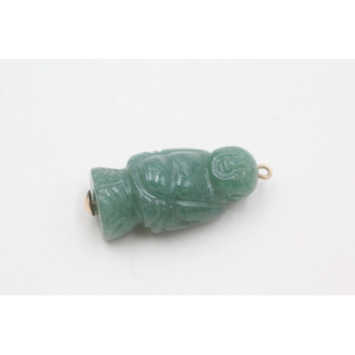 106 - 18ct gold aventurine quartz carved buddha charm (5.9g)