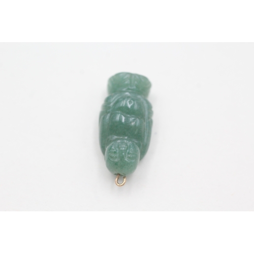 106 - 18ct gold aventurine quartz carved buddha charm (5.9g)