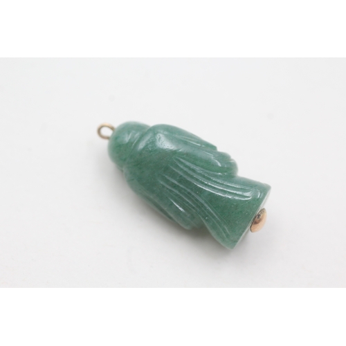 106 - 18ct gold aventurine quartz carved buddha charm (5.9g)