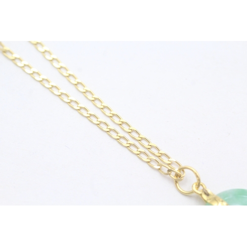 123 - 14ct gold jade pendant necklace (6.1g)