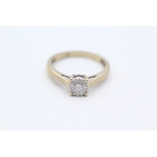 129 - 9ct gold diamond solitaire ring (2.2g) Size L