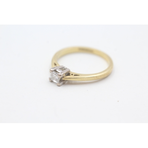 140 - 18ct gold princess cut diamond solitaire ring (2.8g) Size M