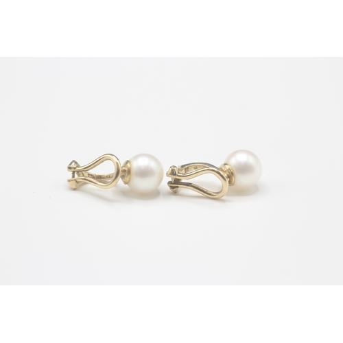 160 - 9ct gold cultured pearl clip on earrings (3.2g)