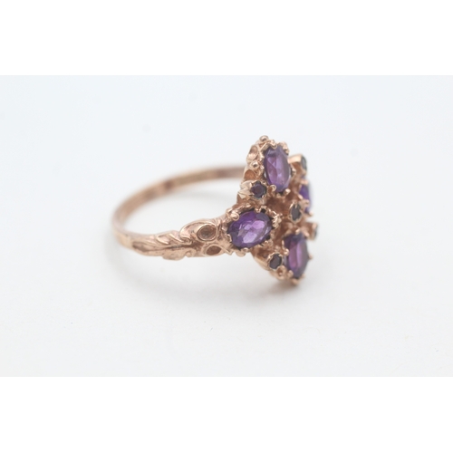 169 - 9ct rose gold amethyst dress ring (4.1g) Size Q