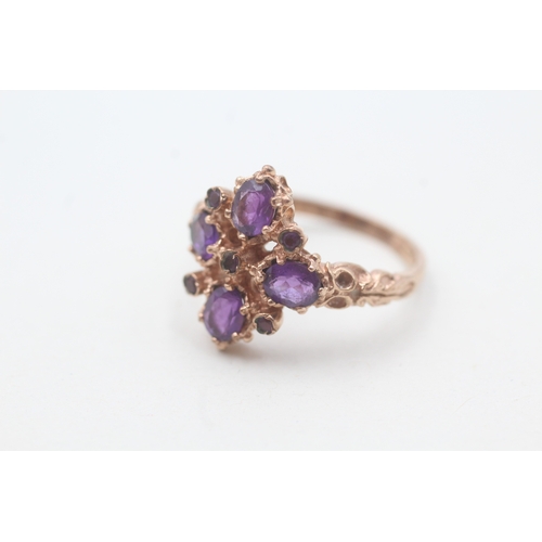 169 - 9ct rose gold amethyst dress ring (4.1g) Size Q