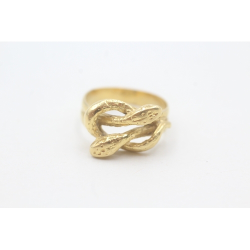 170 - 18ct gold double snake ring (4.4g) AS SEEN - MISSHAPEN Size J