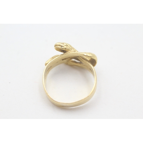 170 - 18ct gold double snake ring (4.4g) AS SEEN - MISSHAPEN Size J