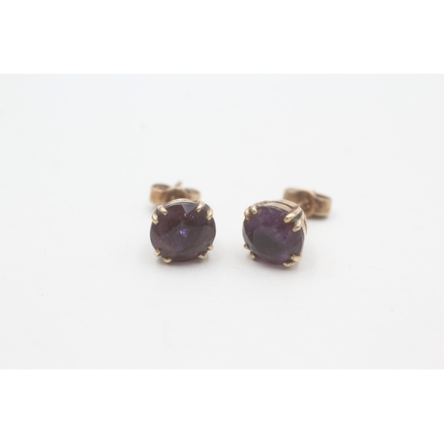 176 - 9ct gold amethyst stud earrings (2g)