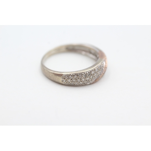 178 - 9ct gold pave set diamond ring (2.7g) Size O