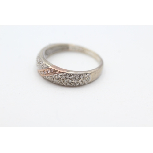 178 - 9ct gold pave set diamond ring (2.7g) Size O