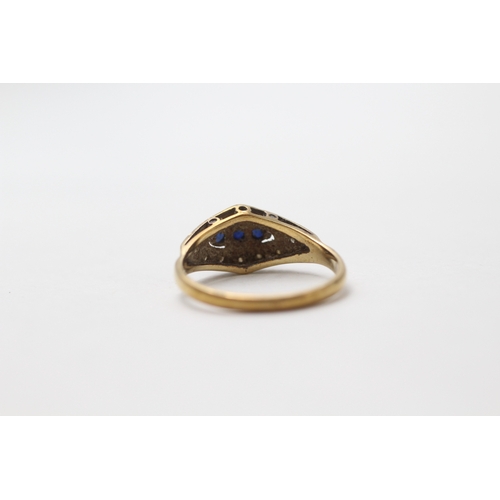 19 - 9ct gold vintage sapphire & diamond dress ring (2g) Size N