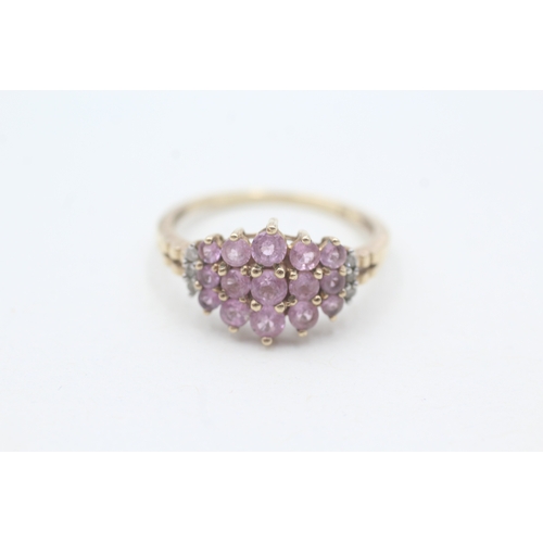 191 - 9ct gold pink sapphire & diamond dress ring (2.3g) Size O