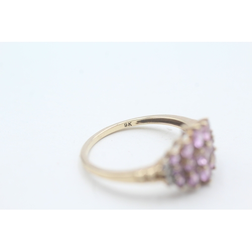 191 - 9ct gold pink sapphire & diamond dress ring (2.3g) Size O